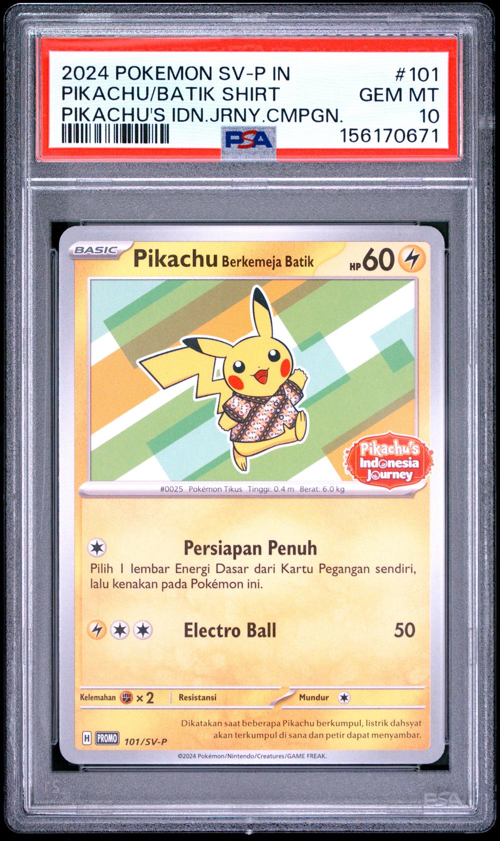 2024 Pikachu in Batik Shirt - Pokémon Pokémon SV-P Promo PSA 10